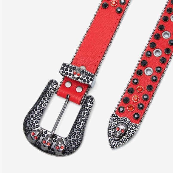 Red & Black Skull Bling Belt NWT size XS - Picture 2 of 7
